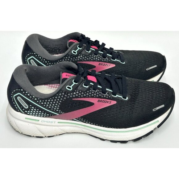 Brooks Ghost 14 Running Shoes Black/Pink Womens Size 6.5 Wide *no Insoles READ - Picture 1 of 13